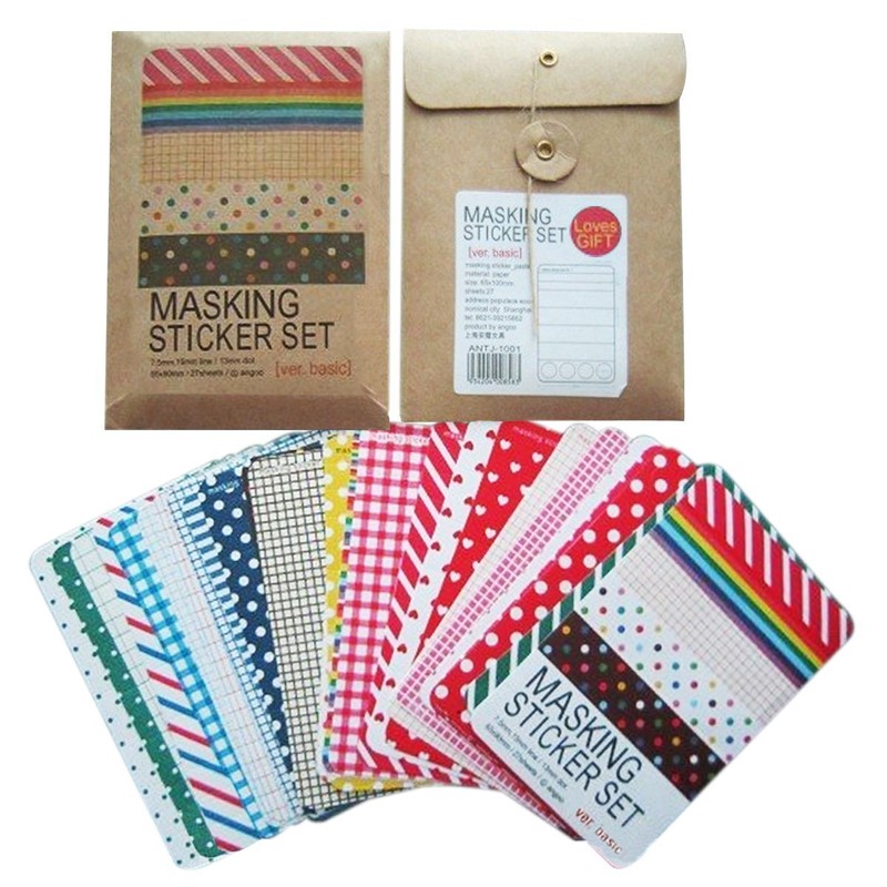 Wrapables Decorative Patterns Masking Sticker Set (3 Set), Solid with