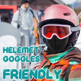 Kids Balaclava Ski Mask Winter Breathable Face Mask for Boys Girls Windproof Fleece Neck Warmer for Cold Weather (Black/Grey)