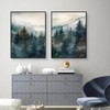 Set of 3 Posters, Modern Green Mountains Forest Landscape Pictures,
