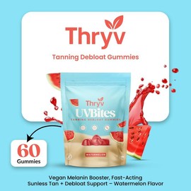 UVBites Tanning Debloat Gummies – Natural Beauty Supplement with Astaxanthin & Beta Carotene for Radiant, Glowing Skin