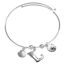 Cape Cod Jewelry-CCJ Cape Cod Map Charms Expandable Bangle Bracelet