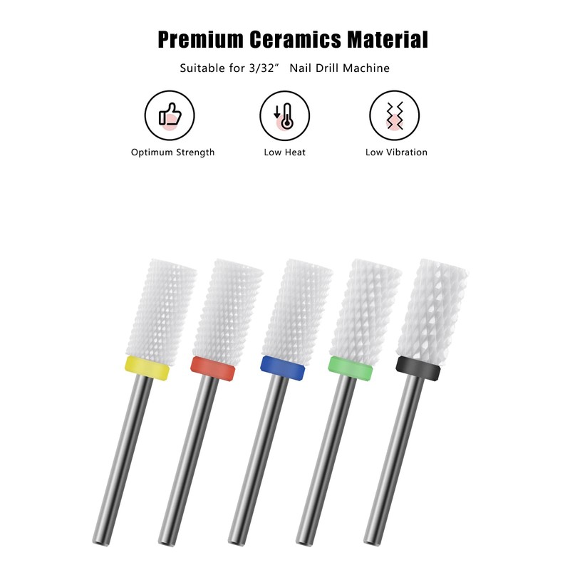 finibir Ceramic Nail Drill Bit 10Pcs-3/32 Nail Drill Bits for