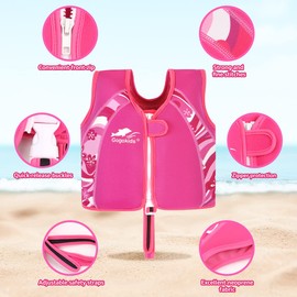 Kids Swim Trainer Vests Boys Girls Floating Jackets Waterproof Learn-to-Swim Swiming Equipment for Children (Pink, L)