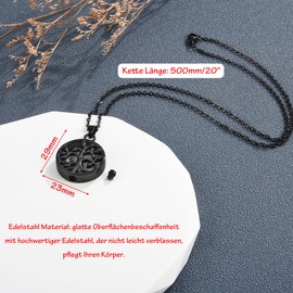 JSDDE Tree of Life Necklace Tree of Life Urn Pendant Necklace for Ashes Memorial Chain with Funnel Filling Kit Charms Pendant for Ash/Hair/Oil Memorial Memory Jewellery for Men and Women, Stainless