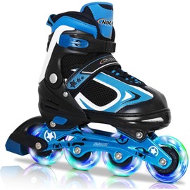 Nattork Blade Roller Skates for Boys with Light Up Wheel, Outdoor & Indoor Illuminating Blue Inline Skates for Boys Big Kids and Teens Ages 5-8 6-12 7 8 9 10, Beginners Indoor and Outdoor