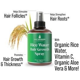 Rice Water for Hair Growth Spray by Hair Thickness Maximizer, Fermented Rice Water Spray with Vitamin B, C, and Aloe Vera for Thicker, Longer, Softer Results, for Women and Men