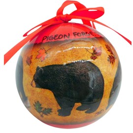 Pigeon Forge Ornament Christmas Tree Ball Decoration with Smokey Mountain Bear Scene Tennessee Souvenir Holiday Décor