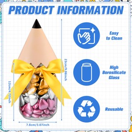 Suclain 4 Set of Back to School Gift Treat Boxes Teacher Pencil Glass Candy Jars Pencil Treat Boxes Appreciation Gift Bags Container for First Day of School Birthday Party Decor