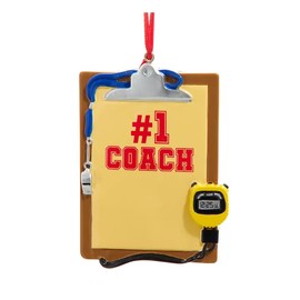 The Bridge Collection #1 Coach Clipboard Ornament with Whistle and Stopwatch Christmas Ornament Gift for Coaches - Sports- Team or Individual Sports
