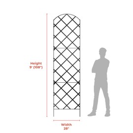 Giant Trellis, 108” high (9’ Tall) by 28” Wide Trellis with Arched top - by Meranti Home + Garden