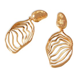 T-ztoss Gold Women Earrings Gold Statement Earrings Geometric Round Hammered Earrings Big Teardrop Dangle Earrings for Women (gold-5)