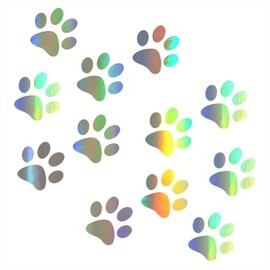 JIHUOO 80 Pcs Paw Print Vinyl Car Stickers Car Dog Foot Print Stickers Small Animal Footprint Stickers Cat Paw Prints Wall Decals Car Window Accessories for Cars Trucks Holographic