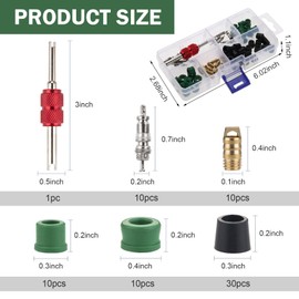 Zikefest 71PCS HVAC Hose Gasket, Air Conditioning Valve Core Kit Repair Tool, 10Pcs Valve Cores 50Pcs Hose Gaskets 10Pcs Valves, AC Valve Core Assortment Kit for Most Car