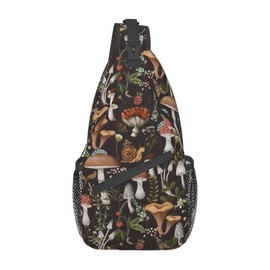 Mushroom Snail Berry Sling Backpack Unisex Crossbody Chest Bag Shoulder Chest Bag For Women Men Hiking Travel