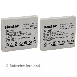 For Sanyo 2x Kastar Battery for Sanyo DB-L20 Xacti DMX-C1 DMX-C4 DMX-C5 DMX-C6 DMX-C40