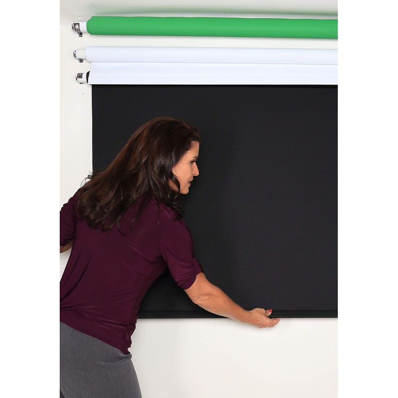 Black 2.5' x 5' Rollup Backdrop System – Spring-Powered, Wall,
