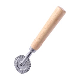 Pastry Cutter Wheel with Roller for Pasta, Ravioli, Pizza, Dumplings, and Noodles - Zinc Alloy, Ergonomic Wooden Handle, Fluted Edge Design, Versatile Kitchen Tool