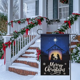 YAHAZORR Christmas Garden flags 12x18 Double Sided Christmas Begins with Christ Nativity Christian Winter Garden Flag for Holiday Church Porch Ourdoor Decoration Religious Jesus Yard Flag-QZ33