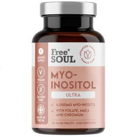 Free Soul Free Soul Myo-Inositol Ultra Supplement | 4,000mg Myo-Inositol, 200ug Folate, 100ug Chromium Plus 10,000mg Maca for Women | Supplements for Women | Vegan & Gluten-Free | 120 Tablets