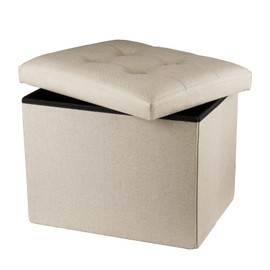 Hamgtrion Ottoman Storage Ottoman Collapsible Ottoman with Storage Foot Rest Small Ottoman Foot Stools Beige L17W13H13inches