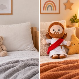 Cartoon Jesus Plush Doll Pillow – Soft Stuffed Character Toy Gift for Home Decoration, Collection & Special Occasions