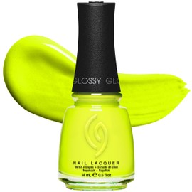 CG Nail Polish Tropic Like It's Hot – Neon Yellow-Green, Quick Dry, Chip Resistant Glossy Nail Lacquer for DIY Manicure, 0.5 fl oz