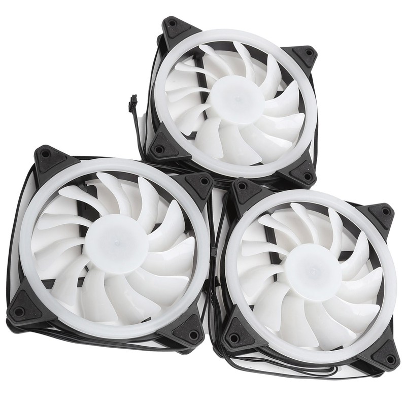 3Pcs Computer Chassis Cooling Fan Mute 6‑Pin Dual RGB Lights