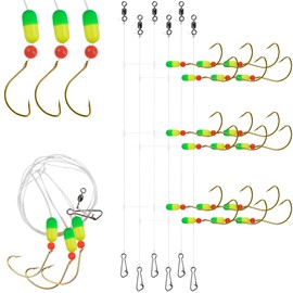 Pompano Rigs for Surf Fishing Saltwater Fishing Rigs Pompano Floats Pre-Rigged Pompano Rigs 3 in 1 Float Rigs with Wide Gap Hooks Beach Pier Jetty Surf Fishing Rigs