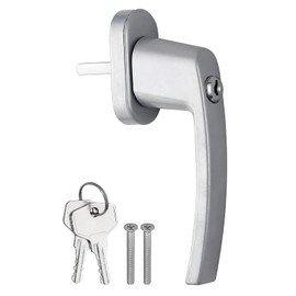 AUTOUTLET Aluminium Window Handle, Lockable, Safety Window Handle, Child Lock with Pin Length 35 mm, Keyed Alike Windows Balcony Door Handle (Grey)