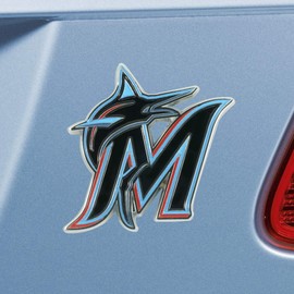 FANMATS 26625 Miami Marlins 3D Color Metal Emblem, Diecut Team Logo Auto Emblem