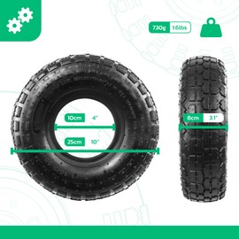 MOOVMOOV - Inflatable 4.10/3.50-4 Tire - Inner Tube Not Included - Compatible with Sack Trucks, Wheelbarrows, Hand Carts, and Others