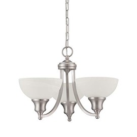 Sunset Lighting F5453-53 Alton Three Light Chandelier, Faux Alabaster Glass Dimmable with Satin Nickel Finish