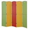 Legacy Decor 5-Panel Solid Wood Screen Room Divider, Red, Green, Honey