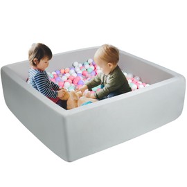 FUBOTRAD Ball Pits 47.2" x 47.2" x 13.7" Thickness 2.7" Foam Ball Pits for Kids Toddlers Soft Play Equipment for Toddlers (Light Gray)