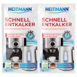 HEITMANN Quick Descaler 2 x 15g Biodegradable Descaler for Coffee Machines, Kettles and Hot Water Devices - Natural Fruit Acids Food Clean