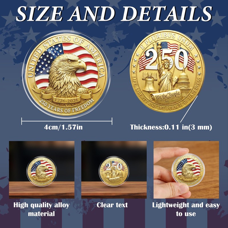 USA 250th Anniversary Commemorative Coin, American Eagle Collectible Coin