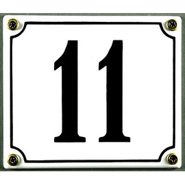 Buddel Bini Enamel House Weatherproof 11 White 12 x 14 CM; Available immediately Enamel House Number