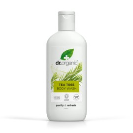 Dr Organic Tea Tree Body Wash Gel, Shower Gel, Natural, Vegan, Cruelty Free, Paraben & SLS Free, Recyclable & Recycled from Sea-bound Plastic, Certified Organic, 250 ml