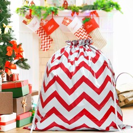QRTDXP 96 * 88cm Gift Drawstring Bag，Extra Large Red and White Reusable Gift Bag for Wrapping Birthday Wedding Xmas Present