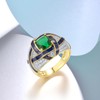 Santuzza 925 Sterling Silver Enamel Oval Pattern Ring Green Glass