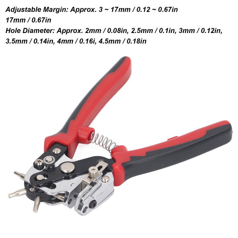 Leather Hole Punch 6 Holes 360 Degree Rotating Adjustable Margin