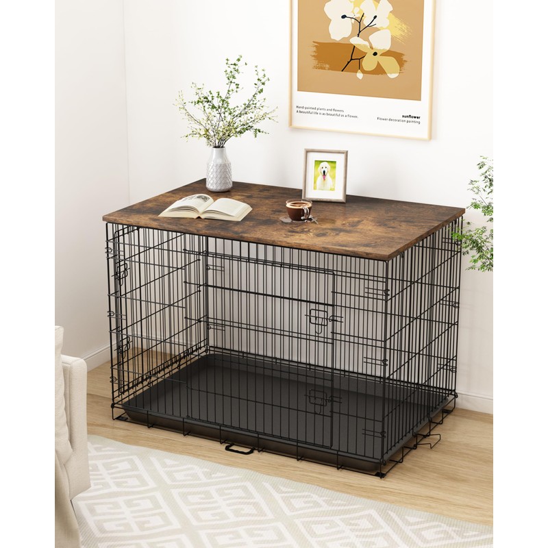 Piskyet Dog Crate Topper Wood Countertop for 48 42 36