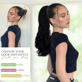 Cephermer Ponytail Extension Claw 18" Natural-Looking Synthetic Wavy Long Pony Tails Hair Extensions Ash Blonde Clip-In Hairpiece for Women