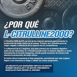 L-Citrulina 2000 para Pre Entreno | Apoyo para Rutinas de Fuerza y Actividad Física | Potenciador de Óxido Nítrico | Aminoácido de Origen Vegetal | Si