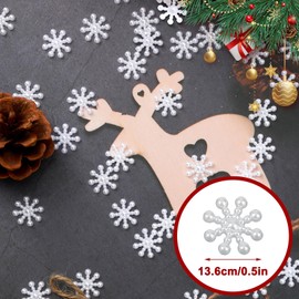 NOVWANG Christmas Snowflakes Decorations, 300Pcs Glitter ABS Pearl Like Snowflakes Pure White Winter Party Table Confetti Decors Jewelry Embellishment Snowflakes for Craft DIY Gifts Garland Ornaments