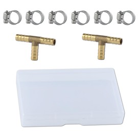 GOLD DEER Brass Barb Fitting Connector Barb Hose Fitting Brass 8mm 2 Fitting Hose Clamp Tool Brass 3-Way Connector Coupler Brass Barb Hose Fitting Brass 3-Way Fuel T Connector T Connector Hose Adapter