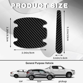 Honibaoto Car Door Handle Scratch Protectors, 8 PCS Carbon Fiber Texture Anti-Scratches Bowl Sticker, Car Door Handle Cup Protective Film,Car Door Handle Cup Protector (Black)
