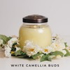 A Cheerful Giver Candle Ring, White Camellia Bids, Spring Flowers
