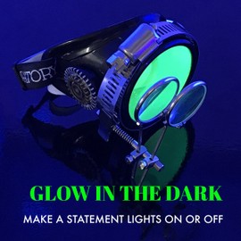 Fun Steampunk Eyewear Monocle Goggles/Rave Glasses Victorian Pirate Eyepatch BBB Neon Green