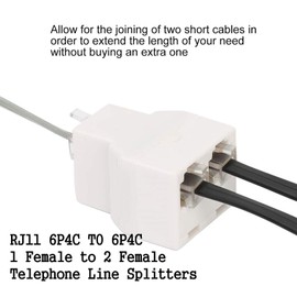 AIMIJIA 3Female Telephone Splitter Adapter Cable,Telephone Landline Cable Connector and Separator (RJ11 6P4C-3 Pack)